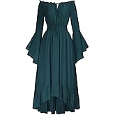Scarlet Darkness Renaissance Dress Women Off Shoulder Bell Sleeve Peasant Pirate Dress