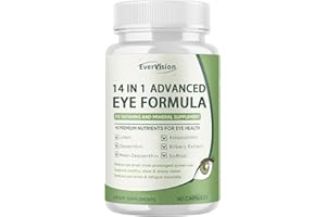 EVERVISION 14 in 1 Advanced Eye Formula – Eye Vitamin and Mineral Supplement with Lutein, Zeaxanthin, Zinc & Bilberry Extract – Vision & Focus Support, 60 Capsules