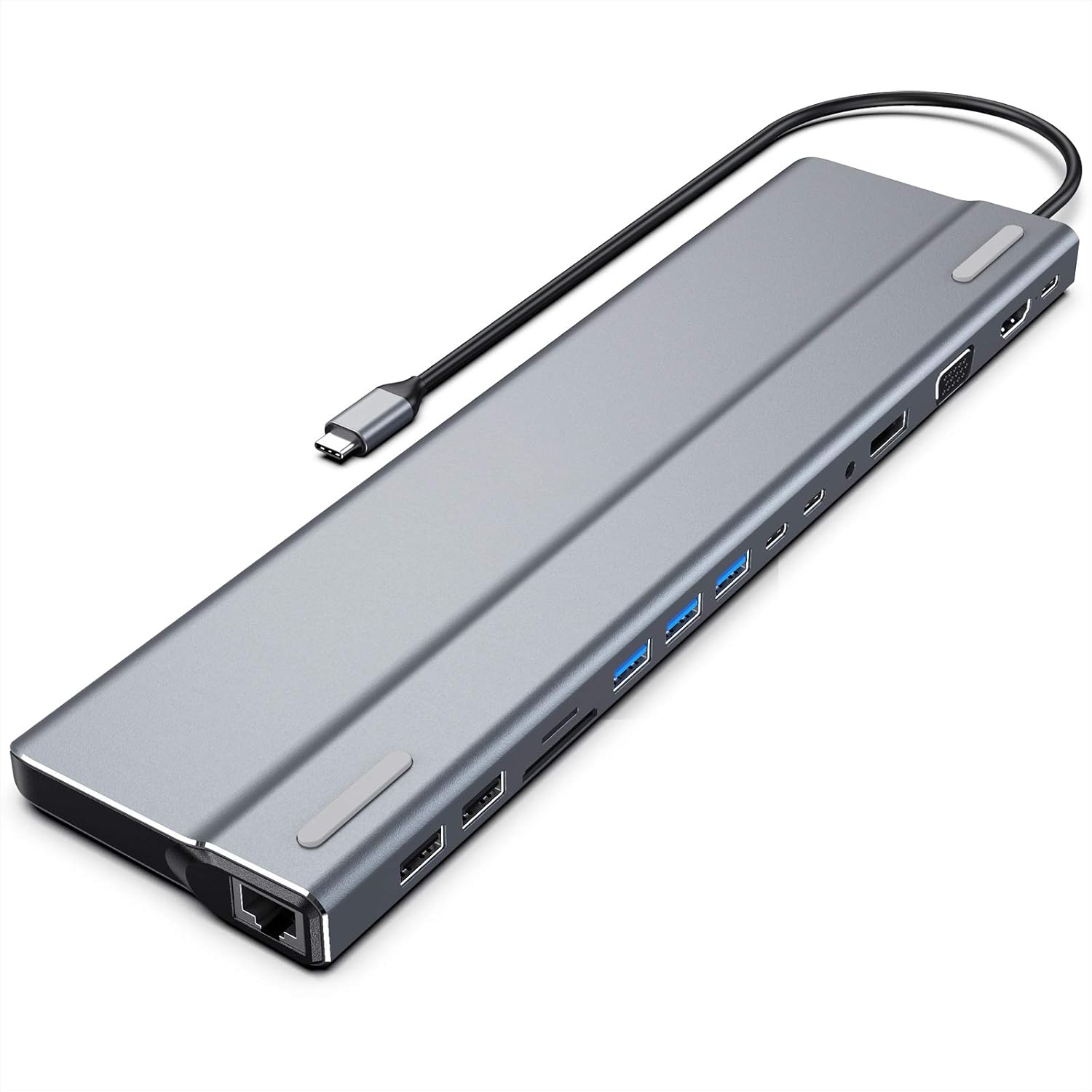 USB C Hub, USB C Docking Station - 15 in 1 Triple Display USB C Adapter with 4K HDMI, VGA, DP, USB3.0/2.0, USB-C, Gigabit Ethernet, Audio, SD/TF Card Slots Compatible with Apple Mac and Type C Devices: Electronics