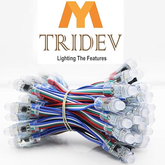 Tridev traders 12 mm WS2811 2811 IC Wire Cable Module String DC 5V Input IP68 Waterproof RGB Digital LED Pixel Light, Multicolour, 5-inch - 50-Pieces