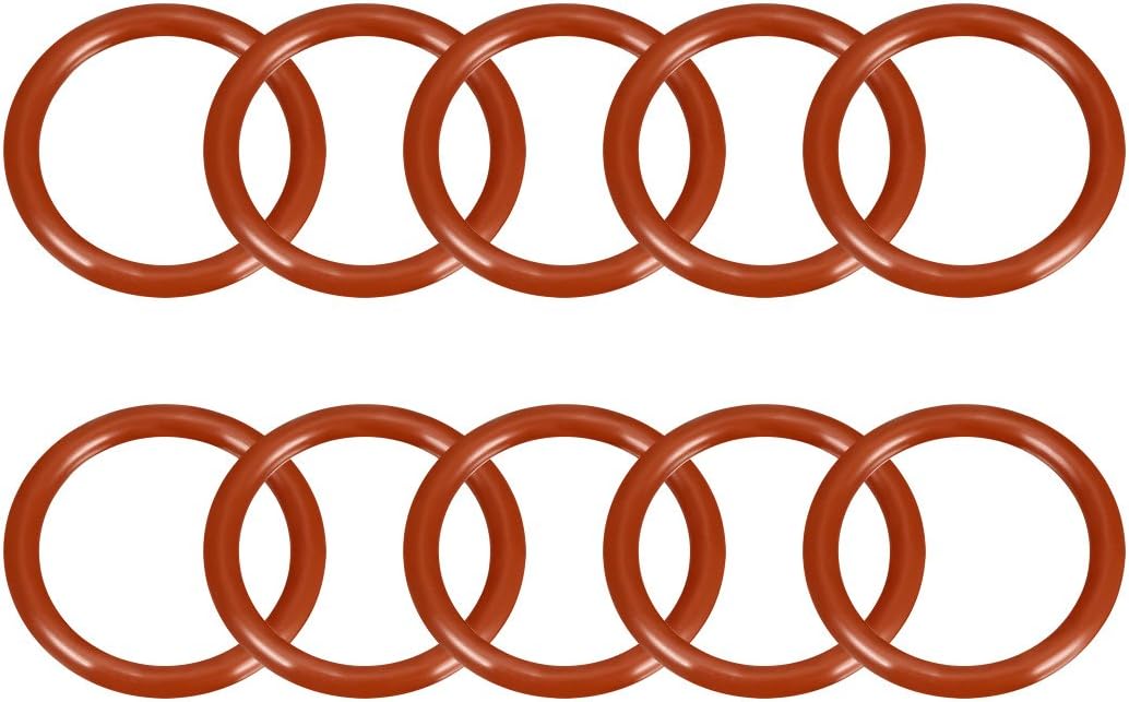 sourcingmap Silicone O-Ring, 32mm OD, 25mm ID, 3.5mm Width, VMQ Seal Rings Gasket, Red, Pack of 10, 25mmx32mmx3.5mm