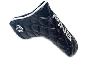 Ping Universal Quilted Premium Leather Black Putter Headcover, Magnet Closure