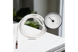 RichVibe for Dial Thermometer with 1.44m Capillary Tube Water Temperature Measurement, 0-120 for Range, Brass Sensor Refriger
