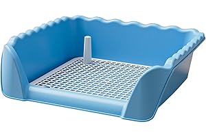 ＫＬＫＣＭＳ Dog Toilet Pee Pad Holder Portable Easily Clean Anti Splashing Training Potty Tray with Removable Post for Other Pets Rabbit, Blue