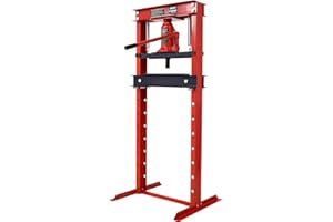 SPOWAY 12 Ton Hydraulic Shop Press, H-Frame Floor Mount Hydraulic Press with Press Plates Adjustable Working Table Height, 12 Ton Shop Press for Car Repair and Garage, Red