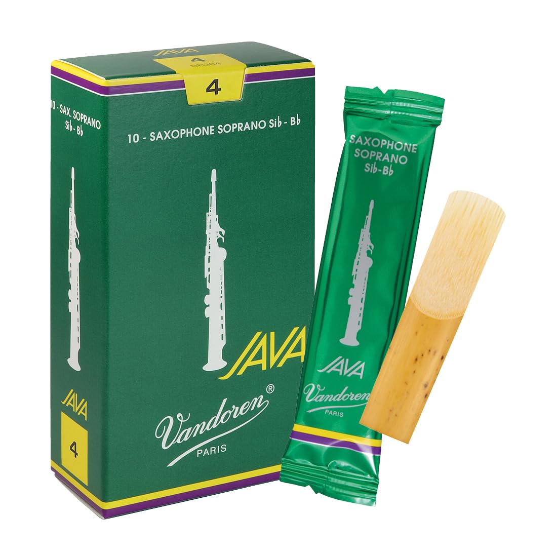 Vandoren SR304 Java Soprano Saxophone Reeds (Strength 4) (Pack of 10)
