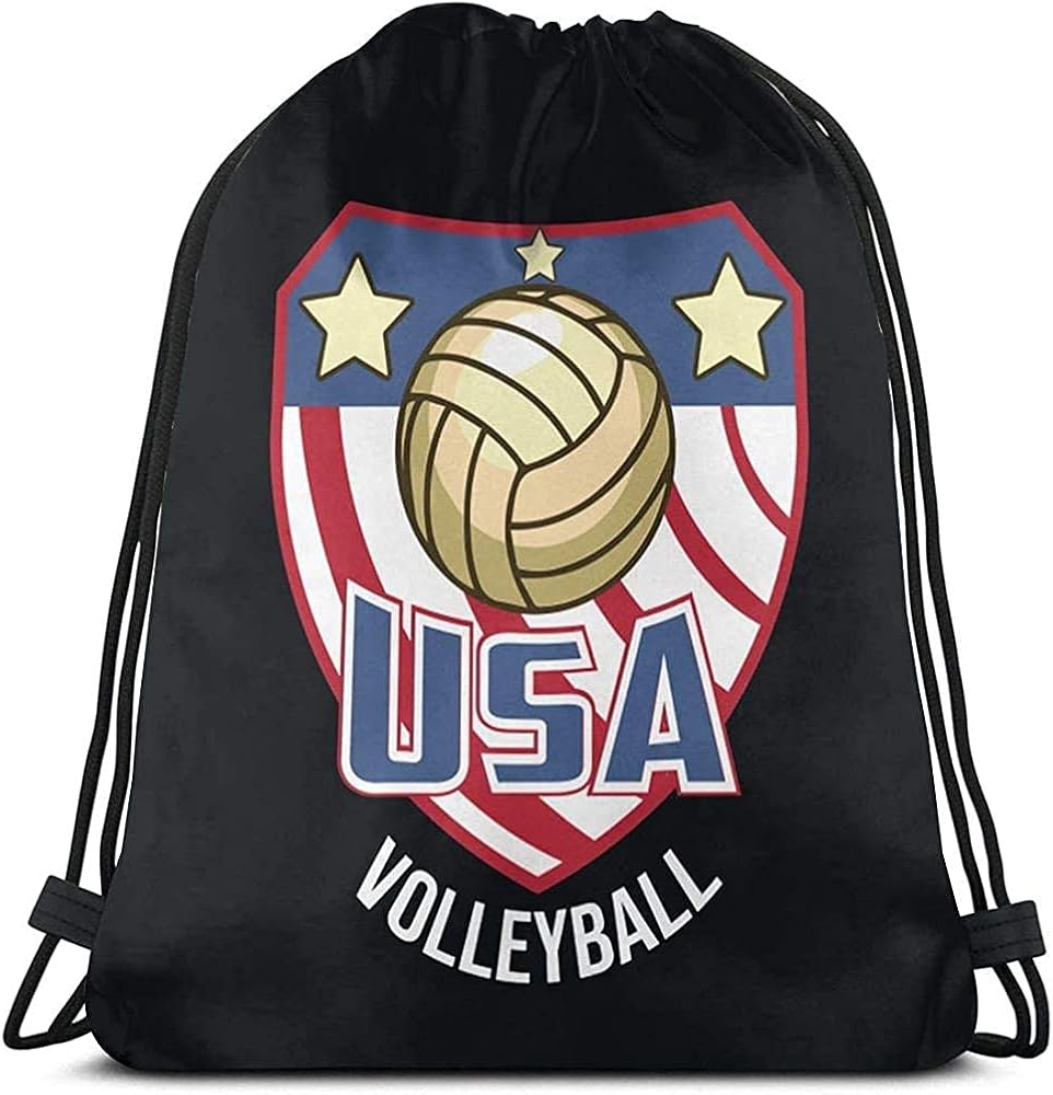 ZBBIN USA Volleyball Drawstring Backpack Rucksack Shoulder Bags Gym