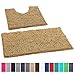 LuxUrux Bathroom Rugs Sets 2 Piece: Quick Dry, Soft Plush Anti-Slip, Super Absorbent. Includes Rectangular (31x20 inches) & U-Shaped Toilet Mat (20x20 inches) | Marzipan