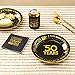 Crisky 50th Birthday Plates Black and Gold 9 inches 50 Pack, for Dessert, Buffet, Cake, Lunch, Dinner Plates for 50th Birthday Decorations Party Supplies, Cheers to 50 Years!