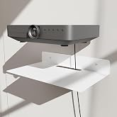 PzewMo Floating Metal Wall Mount Shelf,Shelf for Projector,TV Cable Box,Router,Speaker,Sound Bar,Camera,Gaming,Decor Display (White, 12.6" x 7.9")