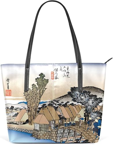 Amazon ハンドバッグ トートバッグ レディース 大きめ 大容量 マザーバッグ 通勤バッグ 軽量 手提げ 肩掛け かばん 大人 シンプル プレゼント 浮世絵 和柄 和風 Ayustyle ハンドバッグ