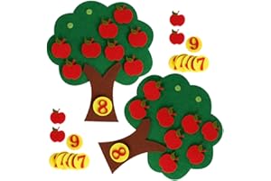 Lurrose Tree Toy Non-Woven Felt DIY Preschool Supplies Educational Math Teaching Aid Counting Game for Toddlers Early Learnin