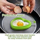 EGG RING and PANCAKE MOLD RINGS (SET OF 2 HEART SHAPED) Egg Accessories, Made of Non Stick Heat Resistant Silicone