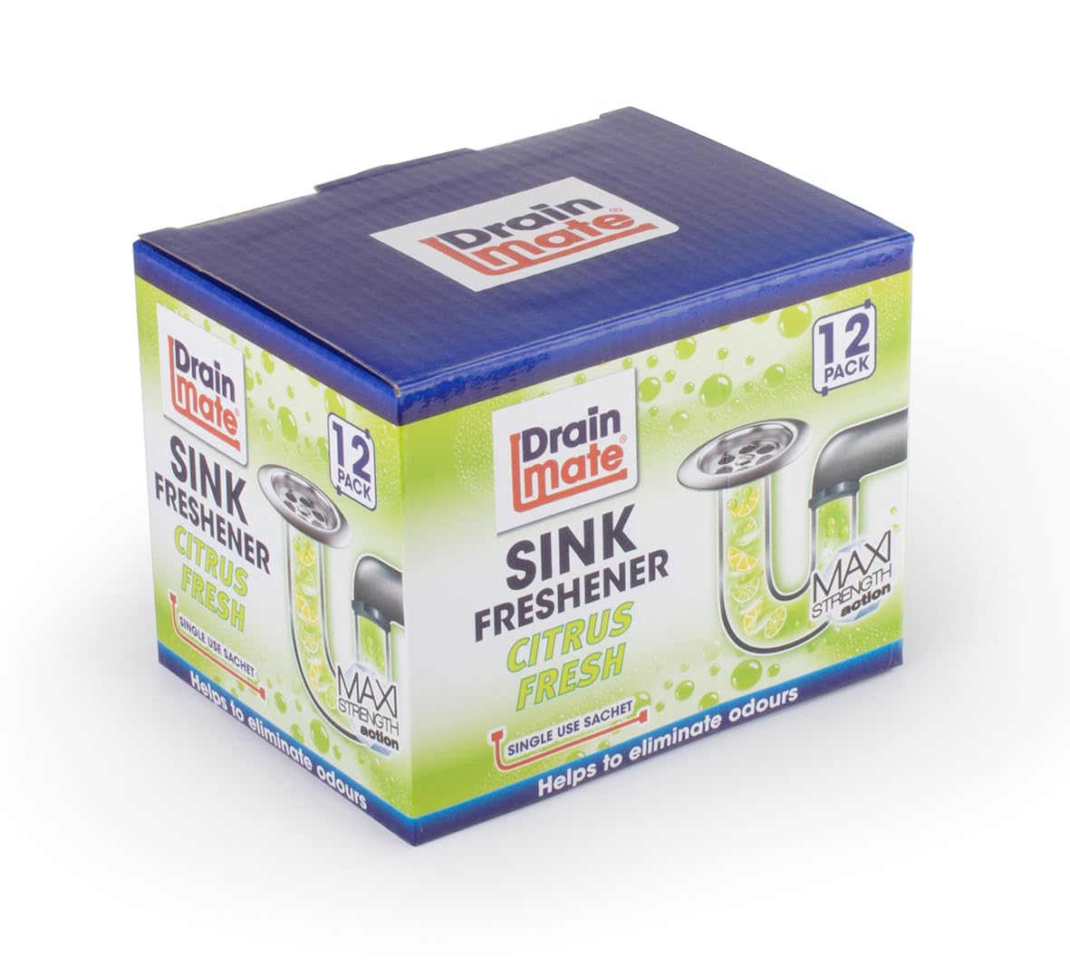 Drain Mate Plug Hole, Sink & Drain Freshener – 12 Sachets, Eliminates Odors & Prevents Blockages for Clean, Fresh Drains