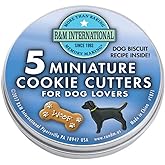 R&M International Mini Dog Cookie Cutters in Storage Tin, Paw, Dog, Fire Hydrant, Bone, House, 5-Piece Set