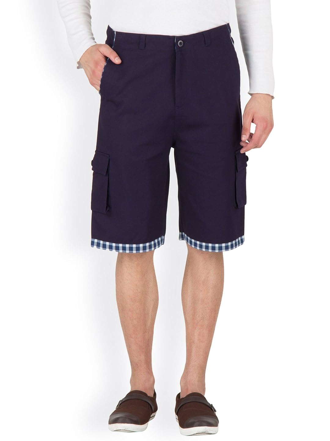 hypernation blue twill color casual three fourth for men