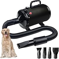 Dog Dryer,High Velocity Professional Dog Grooming Dryer,Adjustable Temperature and Speed with 4 Different Nozzles