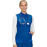 Scrubs Vest for Women – Cozy Scrubs Comfort Fit Stretch Nurse Vest for Healthcare Professionals with 3 Pockets