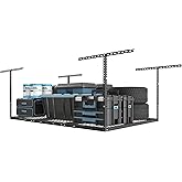 FLEXIMOUNTS 4x6 Overhead Garage Storage Adjustable Ceiling Rack 72" Length x 48" Width x 40" Height, 450lbs Weight Capacity, Black, Classic Series