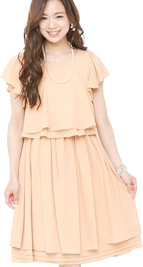 Amazon プールヴー パーティードレス ワンピース ドレス お呼ばれ 女子会 レディース Xl ベージュ イブニングドレス 通販