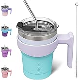 BJPKPK 10 oz Tumbler With Handle And Straw Stainless Steel Insulated Tumbler Cups For Water Or Ice Coffee,Lavender Green