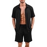 Ekouaer Men's Pajama Sets Button Down Summer Pjs Hawaiian Lounge Set XS-XXL | 2 Piece Short Sleeve Shirt and Shorts Set, Hawaiian Flower Print, Soft Sleepwear, Casual Loungewear for Beach Vacation Cruise