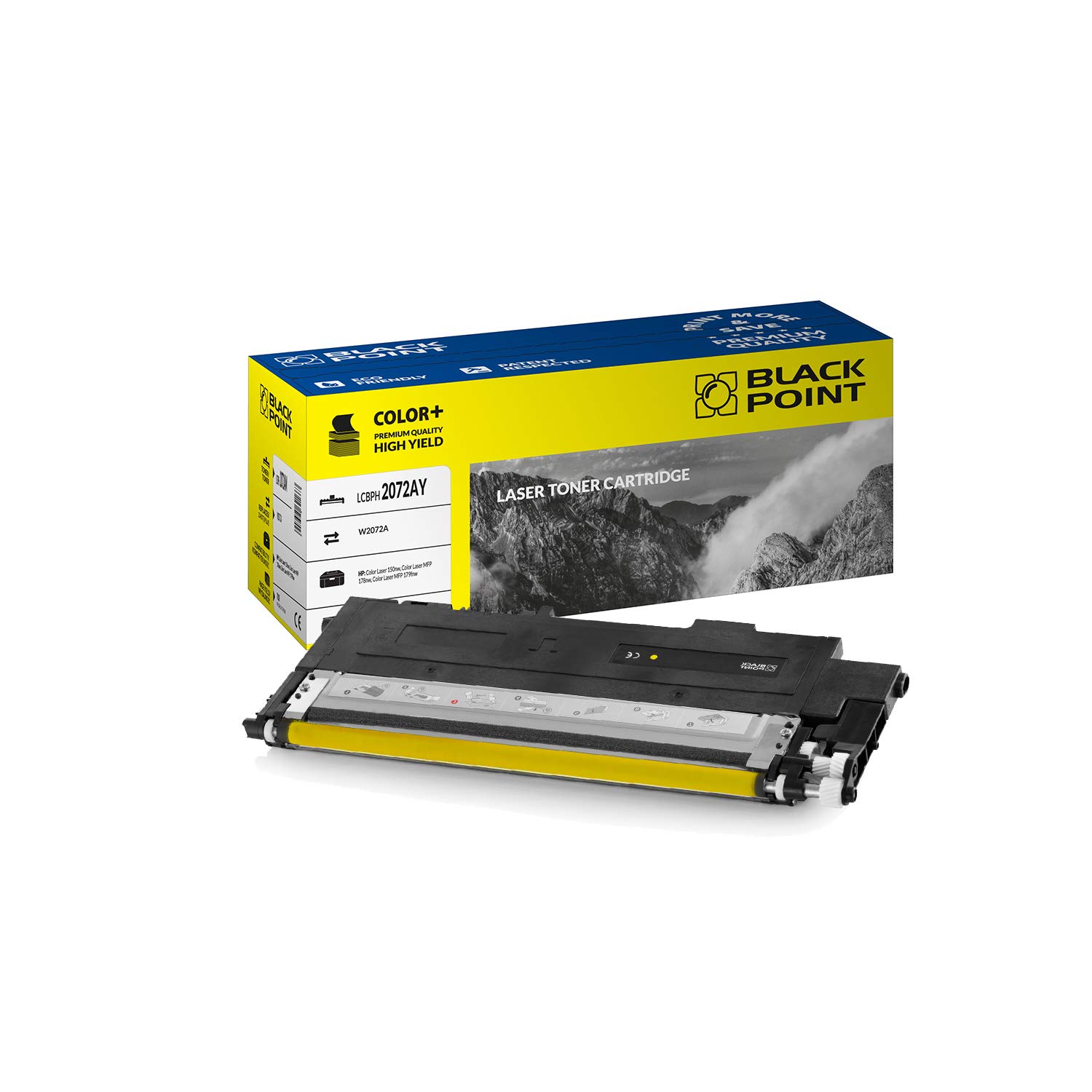 BLACK POINT Toner Compatible with W2072A with Chip - Yellow - for HP: Colour Laser 150nw, Colour Laser MFP 178nw, Colour Laser MFP 179fnw - TÜV Certified