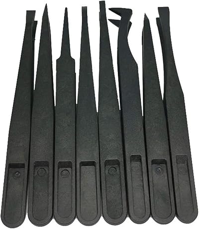 CONGGUAN 8 Pcs Plastic Anti-Static Tweezers for Electronics Jewelry Lab