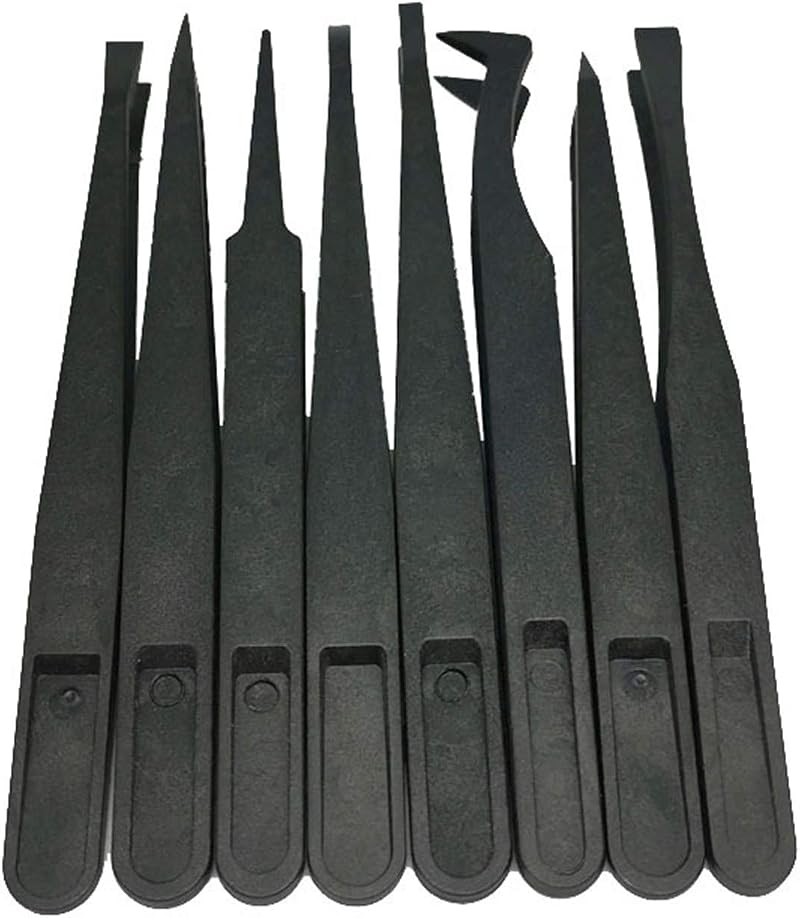 CONGGUAN 8 Pcs Plastic Anti-Static Tweezers for Electronics Jewelry Lab