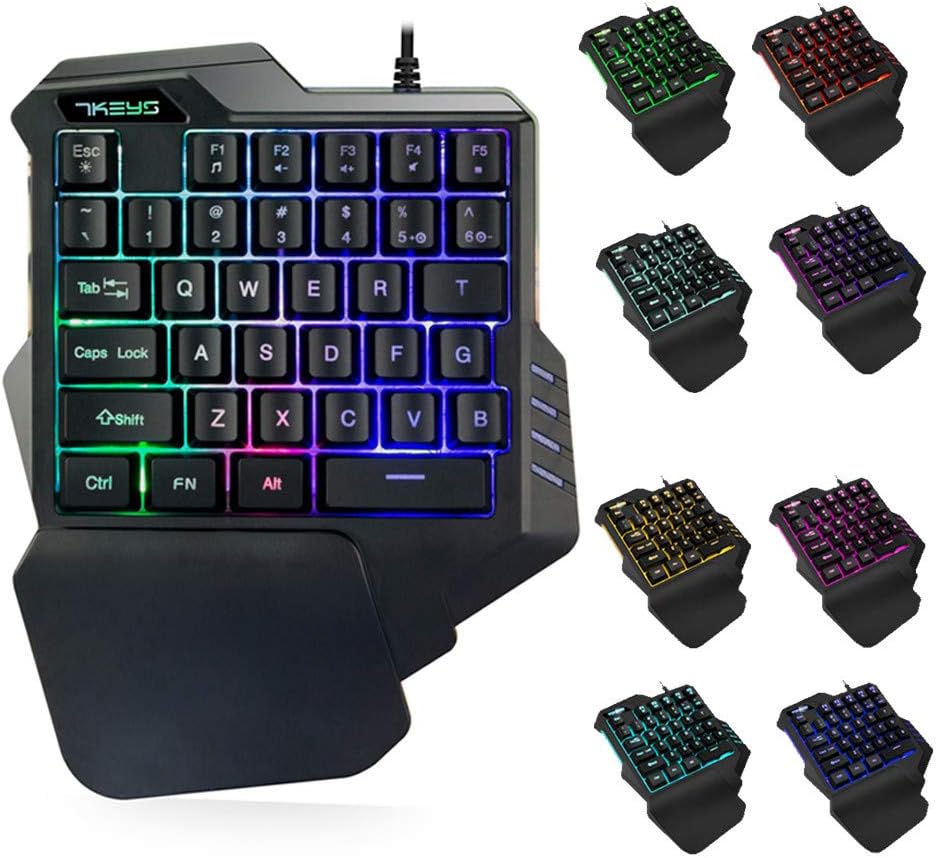Euone 🦄 Gamer Keyboard, 35 Keys One-Handed Membrane Keyboard G30 Wired Gaming Keypad with LED Backlight