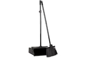 CARLISLE FOODSERVICE PRODUCTS SPARTA Duo-Pan Upright Dust Pan and Broom Set, Essential Cleaning Tools for Home and Commercial Use, 36" Handle, 1 Count, Black