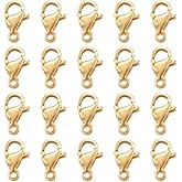 Craftdady 100pcs 18K Gold Lobster Claw Clasps Stainless Steel Fastener Hook Closure End Clasps 9x5mm for Jewelry Craft Key Chain Making