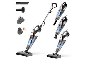 Hihhy Vacuum Cleaner, Stick Vacuum Corded, 4-in-1 Handheld Small Vacuum Cleaners for Home, Mini Vacuum Lightweight 20Kpa 600W Powerful Suction, Portable Hand Held Vac for Hard Floor