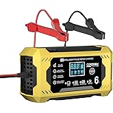 COREBOX Battery Charger 6-Amp 12V Car Battery Charger Chargeur Intelligent 12V, Trickle Charger,Battery Maintainer Desulfator