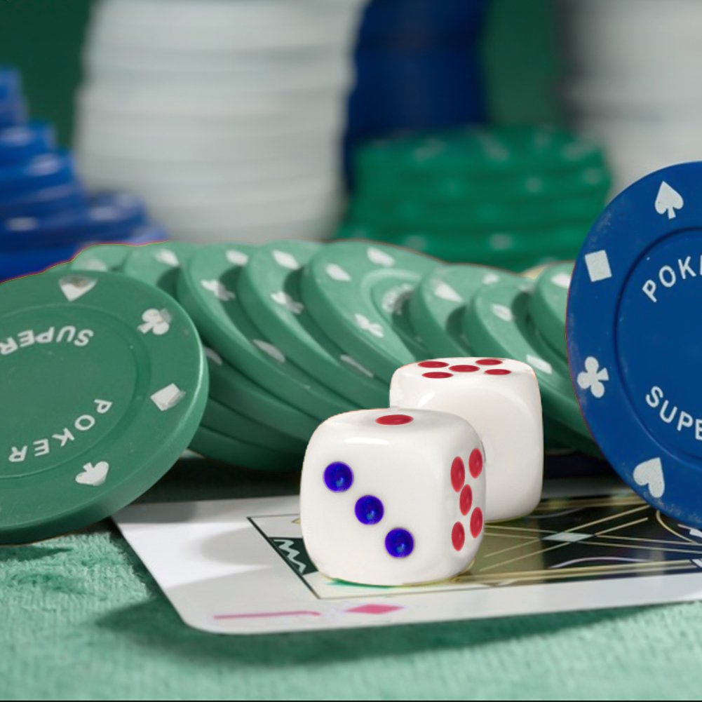 Mcpinky Poker Chips Set, Dice Style Poker Set Trademark Poker with 100 Chips Texas Poker, 1 playing cards, 6 dice