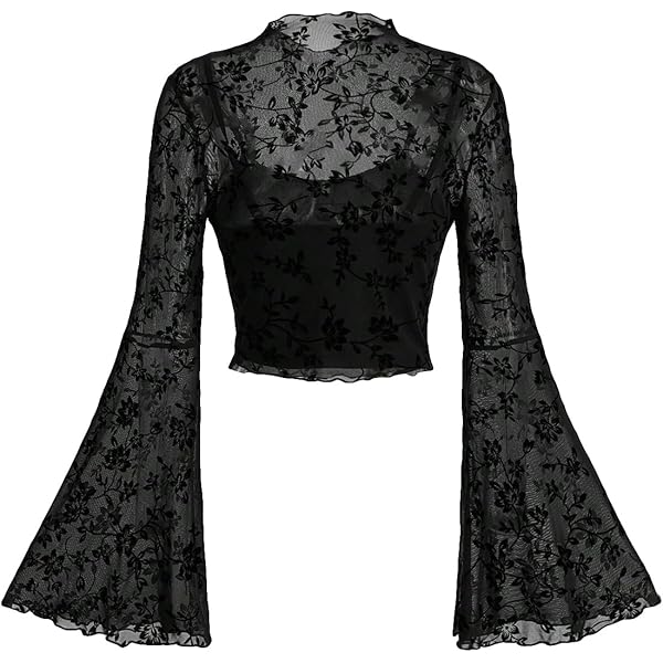 Floerns Women's V Neck Long Bell Sleeve Wrap Blouse Top Tee