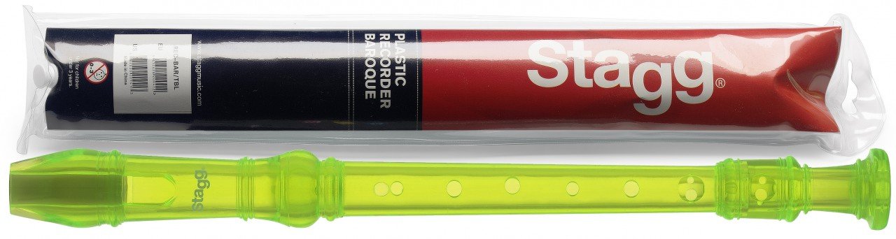 Stagg Soprano recorder with baroque fingering, translucent green
