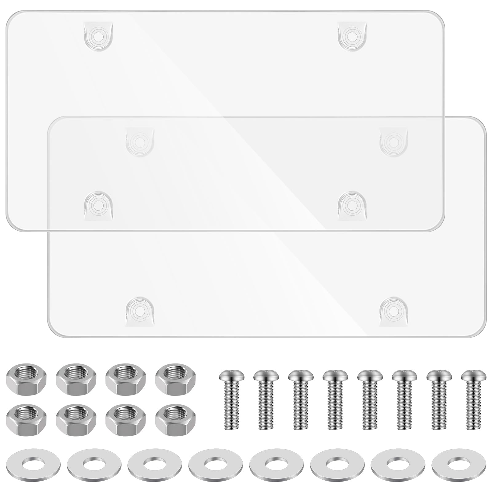 Photo 1 of Datanly 2 Pack Clear License Plate Covers Unbreakable License Plate Protector Clear Flat Cover Frame Shields with Screws