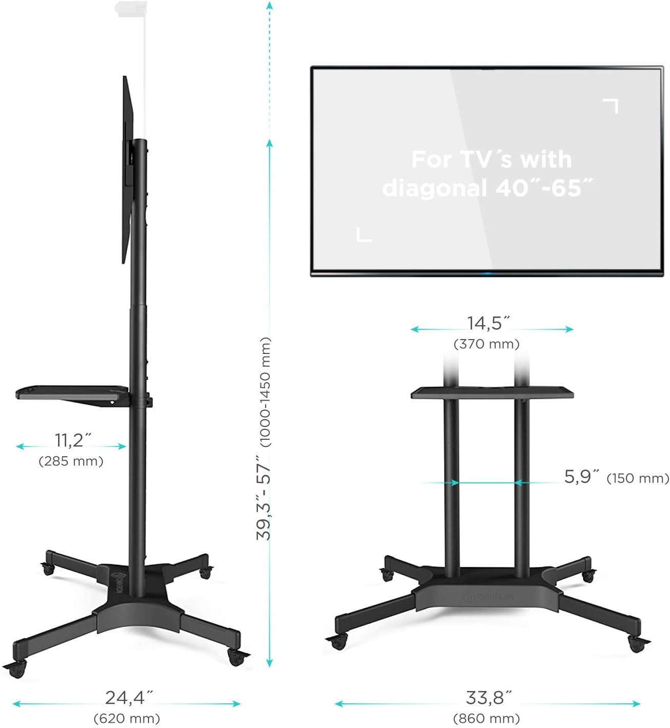 ONKRON Mobile TV Stand on Wheels for 32-65 Inch Screen, Portable Television Trolley max load 50 kg - Image 3