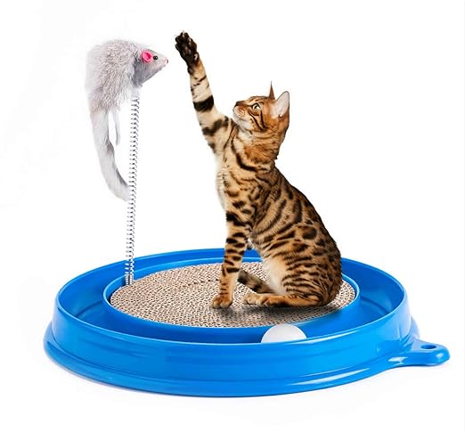 Petony Kratzspielzeug für Katzen, rund, Turbo-Kratzer, mit Ball und Maus
