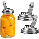 CHOULULUED Mason Jar Pour Spout Lid Stainless Steel,Pour Spout Flip Cap Lids for Wide Mouth Mason Jars,No Rust Leaking Proof for Home Brewing Fruit Fermenting Drinks Airtight(2PCS)