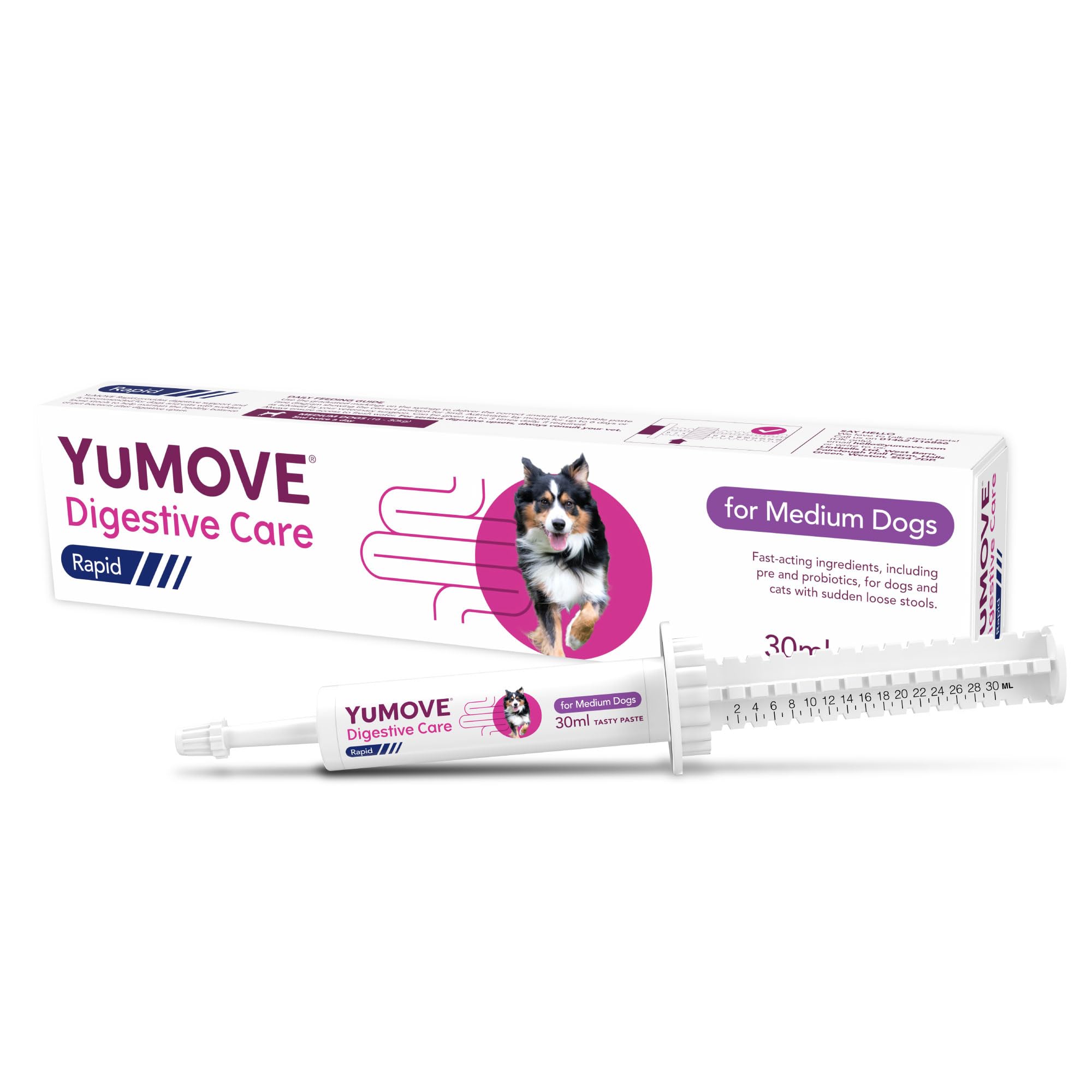 YuMOVE Digestive Care Rapid, Dog Pre and Probiotic Paste for Gut Health, Digestive Supplements with Fast-Acting Ingredients for Medium Dogs, 30ml