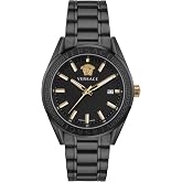 Versace V-Code Quartz Watch, Black, 42 mm, VE6A00925