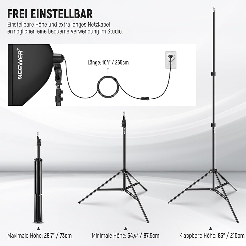 Softbox Beleuchtungsset, äquivalent zu 700W, 3er Pack CE & UKCA zertifizierte 5700K LED Glühbirnen, 24x24 Zoll Softboxen mit E27 Fassung, Fotografie Dauerlichtset, Fotostudio Ausrüstung