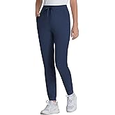 Yoga Scrub Pants for Women Jogger Style, High Rise Slim Fit Scrub Leggings with 5 Pockets, Anti-Wrinkle & Knit Yoga Waistband