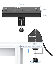 Jgstkcity Desk Clamp Power Strip,40W Total Fast