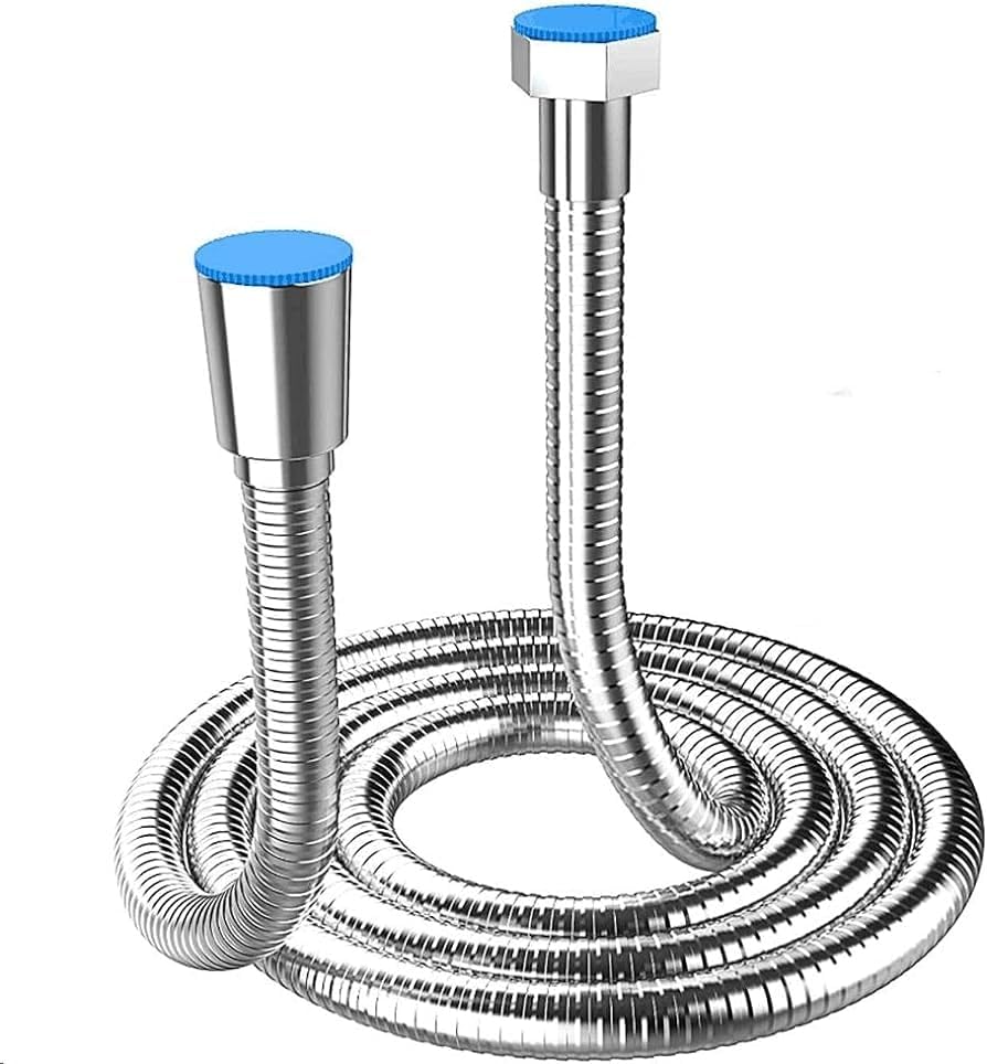 Shoes Lane Anti Kink with 2 Washers Stainless Steel Shower Hose Chrome Pipe Universal Size (1.5 Meter)