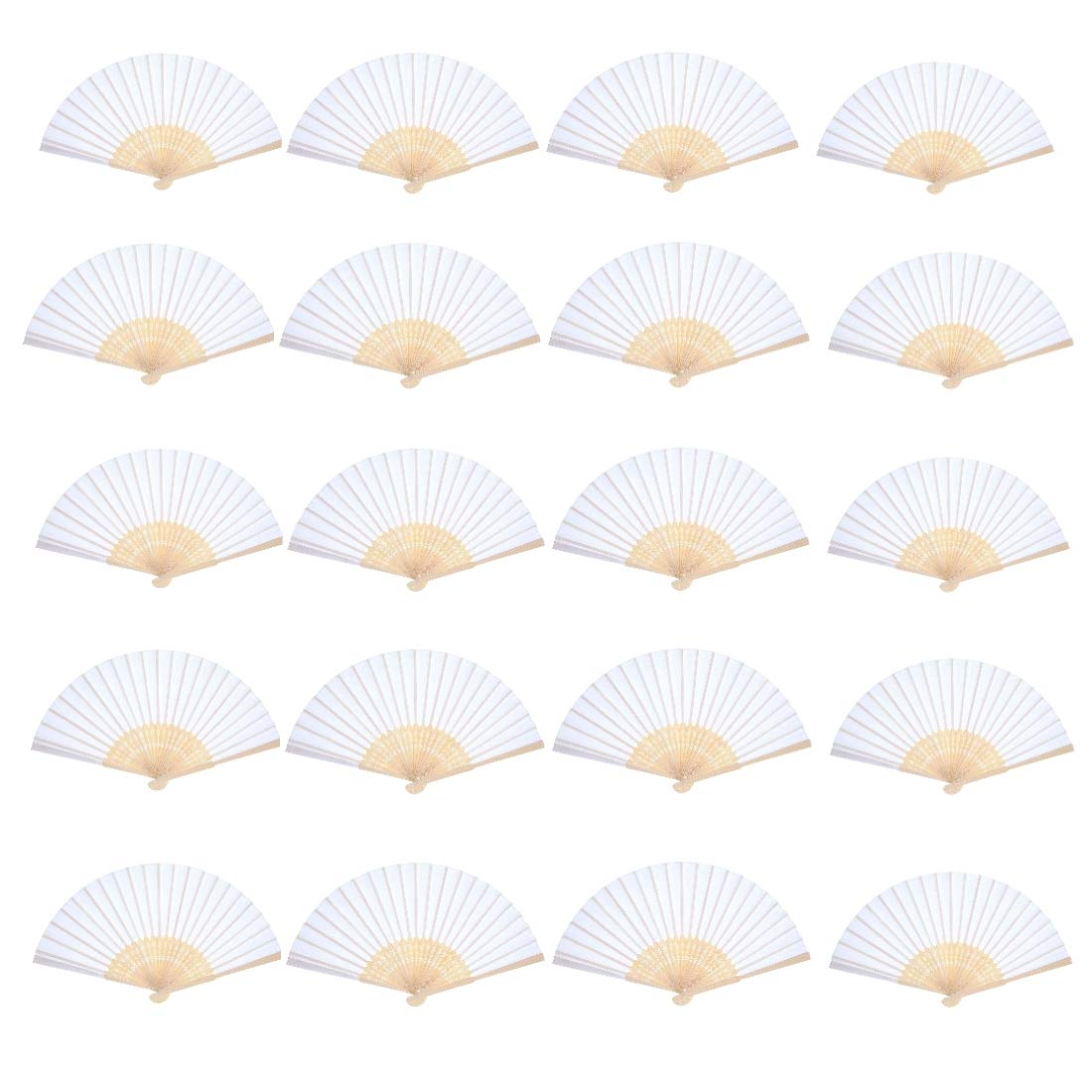 JZK 20 x White Chinese paper handheld folding fan for summer party wedding favours travel fan hot flushes relief tool women birthday gift