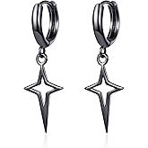 JDONL Minimalist Cross Hollow Star Dangle Drop Small Hoop Earrings Constellation Tiny Star Cartilage Huggie Earring Jewelry