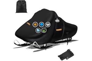 GRABADO Snowmobile Cover,Upgraded 420D Polaris Snowmobile Cover with Waterproof Strip,3 Windproof Buckles and 2 Reflective Handles,Large Snow Mobile Cover for Polaris,Skidoo,Arctic Cat,130" L x 51" W x 48" H
